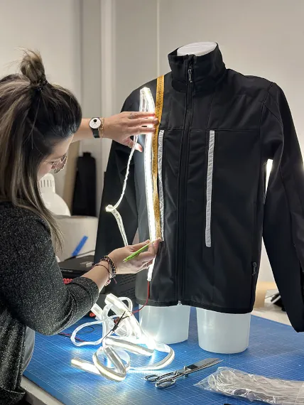 AQ-Tech mechatronic textile prototyping in workshop